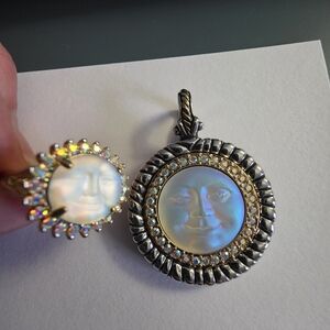 ✨ Vtg Kirks Folly Seaview Moon Set - Ring & Enhancer Pendant ✨